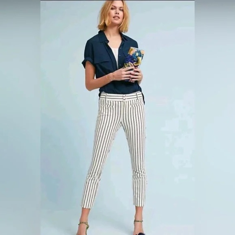 Anthropologie Essential Slim Striped Trousers